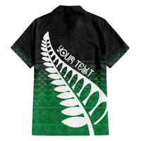 Green Silver Fern Spirit Taniko Tukutuku Personalised Family Matching Puletasi and Hawaiian Shirt