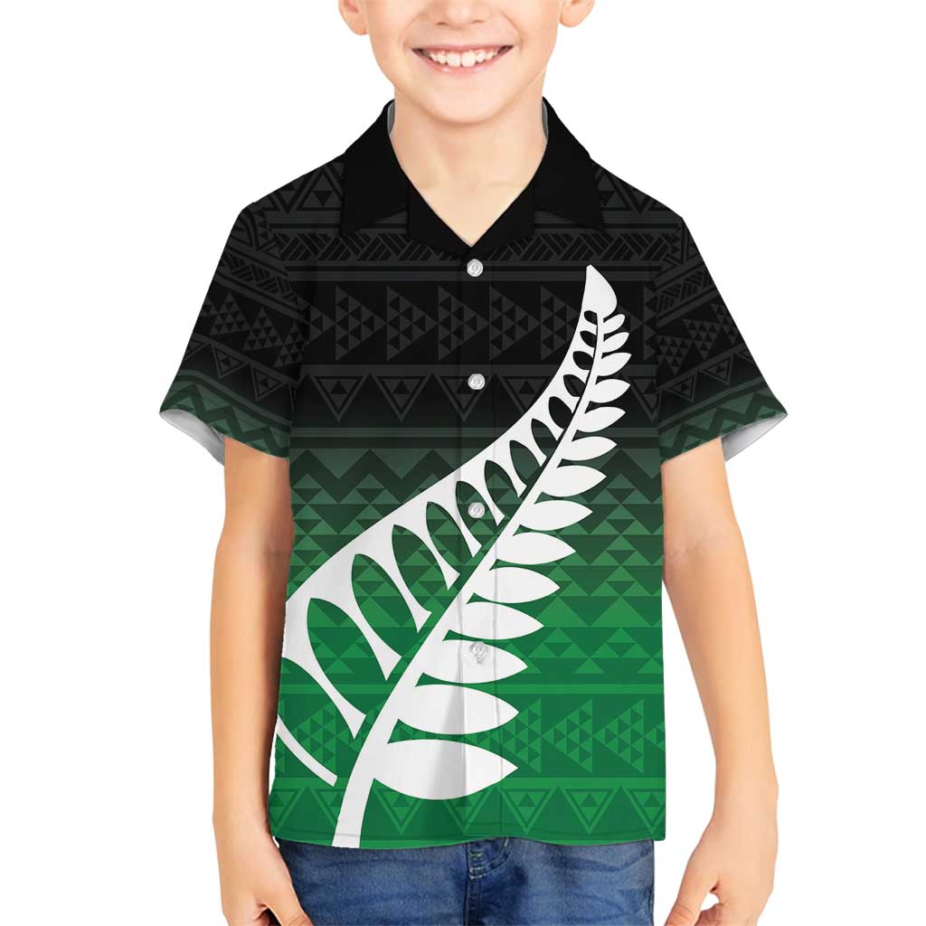 Green Silver Fern Spirit Taniko Tukutuku Personalised Family Matching Puletasi and Hawaiian Shirt