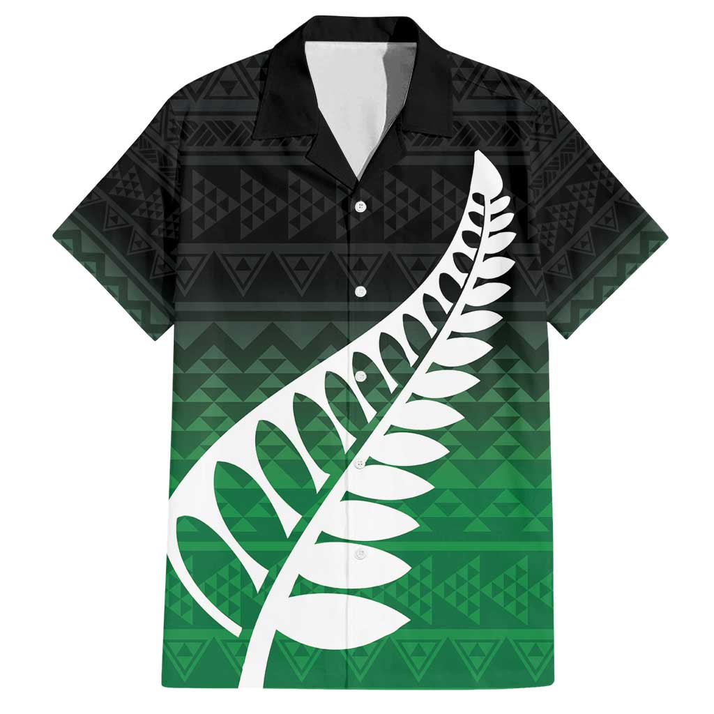 Green Silver Fern Spirit Taniko Tukutuku Personalised Family Matching Summer Maxi Dress and Hawaiian Shirt