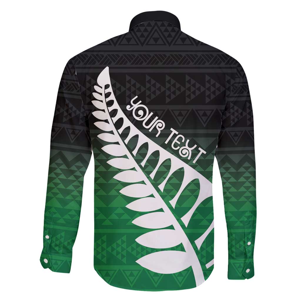 Green Silver Fern Spirit Taniko Tukutuku Personalised Family Matching Tank Maxi Dress and Hawaiian Shirt