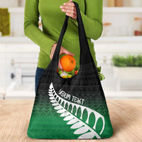 Green Silver Fern Spirit Taniko Tukutuku Personalised Grocery Bag