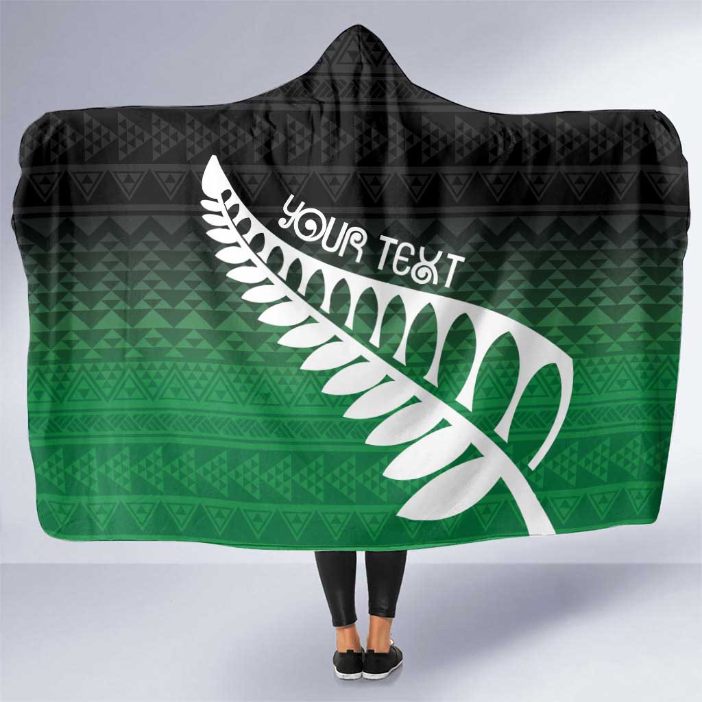 Green Silver Fern Spirit Taniko Tukutuku Personalised Hooded Blanket LT9 One Size Green - Polynesian Pride