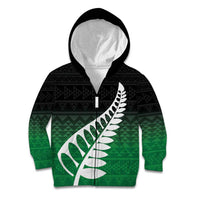 Green Silver Fern Spirit Taniko Tukutuku Personalised Kid Hoodie