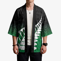 Green Silver Fern Spirit Taniko Tukutuku Personalised Kimono - Polynesian Pride
