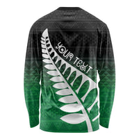 Green Silver Fern Spirit Taniko Tukutuku Personalised Long Sleeve Shirt LT9 - Polynesian Pride