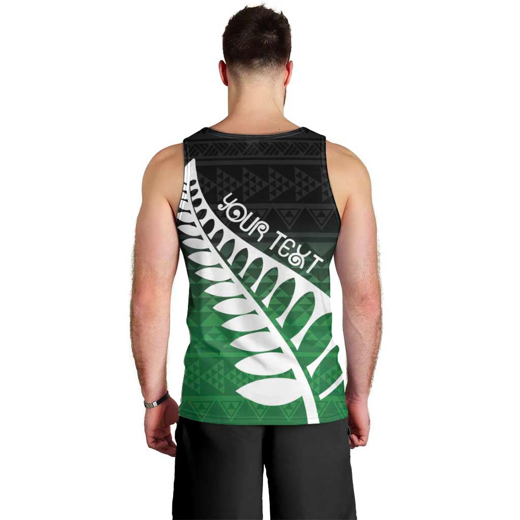 Green Silver Fern Spirit Taniko Tukutuku Personalised Men Tank Top LT9 - Polynesian Pride