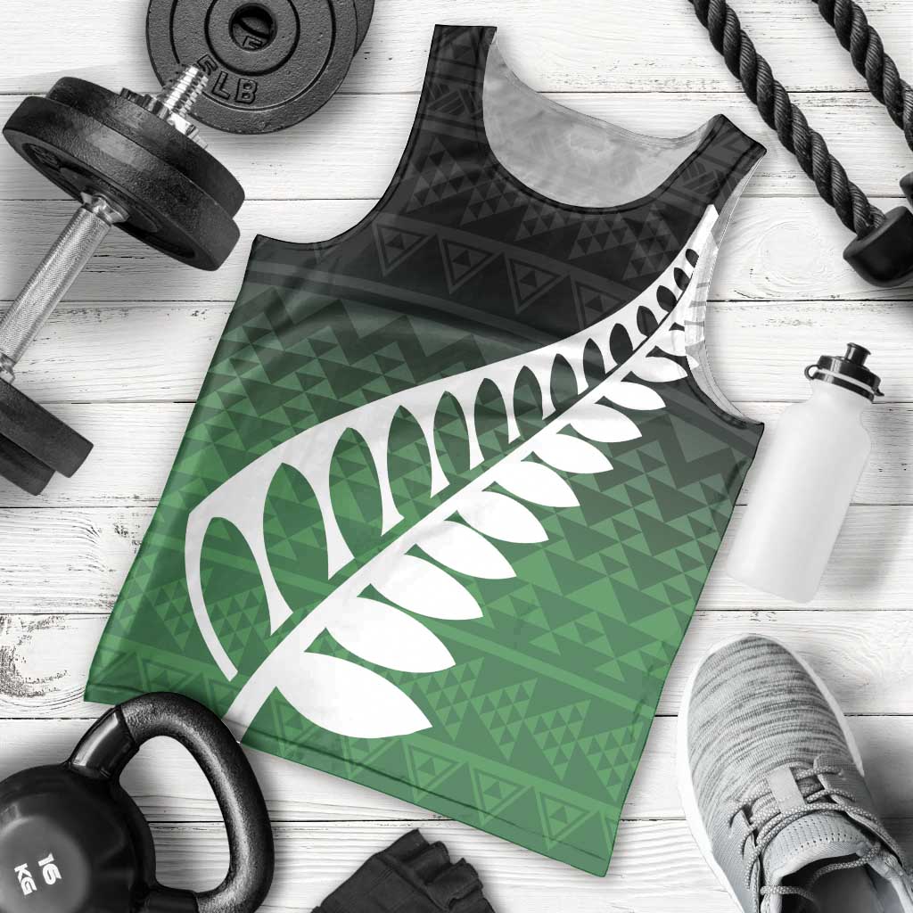 Green Silver Fern Spirit Taniko Tukutuku Personalised Men Tank Top LT9 - Polynesian Pride