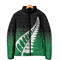 Green Silver Fern Spirit Taniko Tukutuku Personalised Padded Jacket - Polynesian Pride