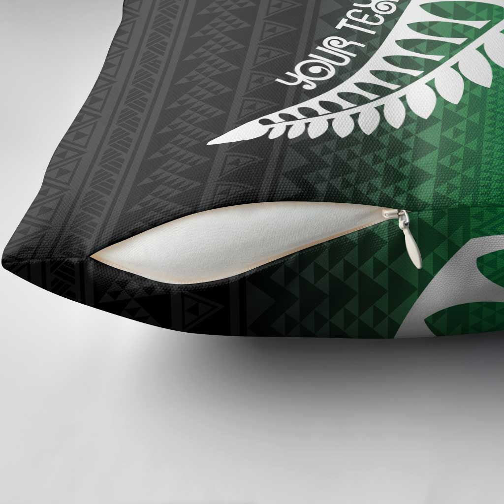 Green Silver Fern Spirit Taniko Tukutuku Personalised Pillow Cover - Polynesian Pride