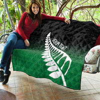 Green Silver Fern Spirit Taniko Tukutuku Personalised Quilt