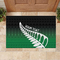 Green Silver Fern Spirit Taniko Tukutuku Personalised Rubber Doormat LT9 Green - Polynesian Pride