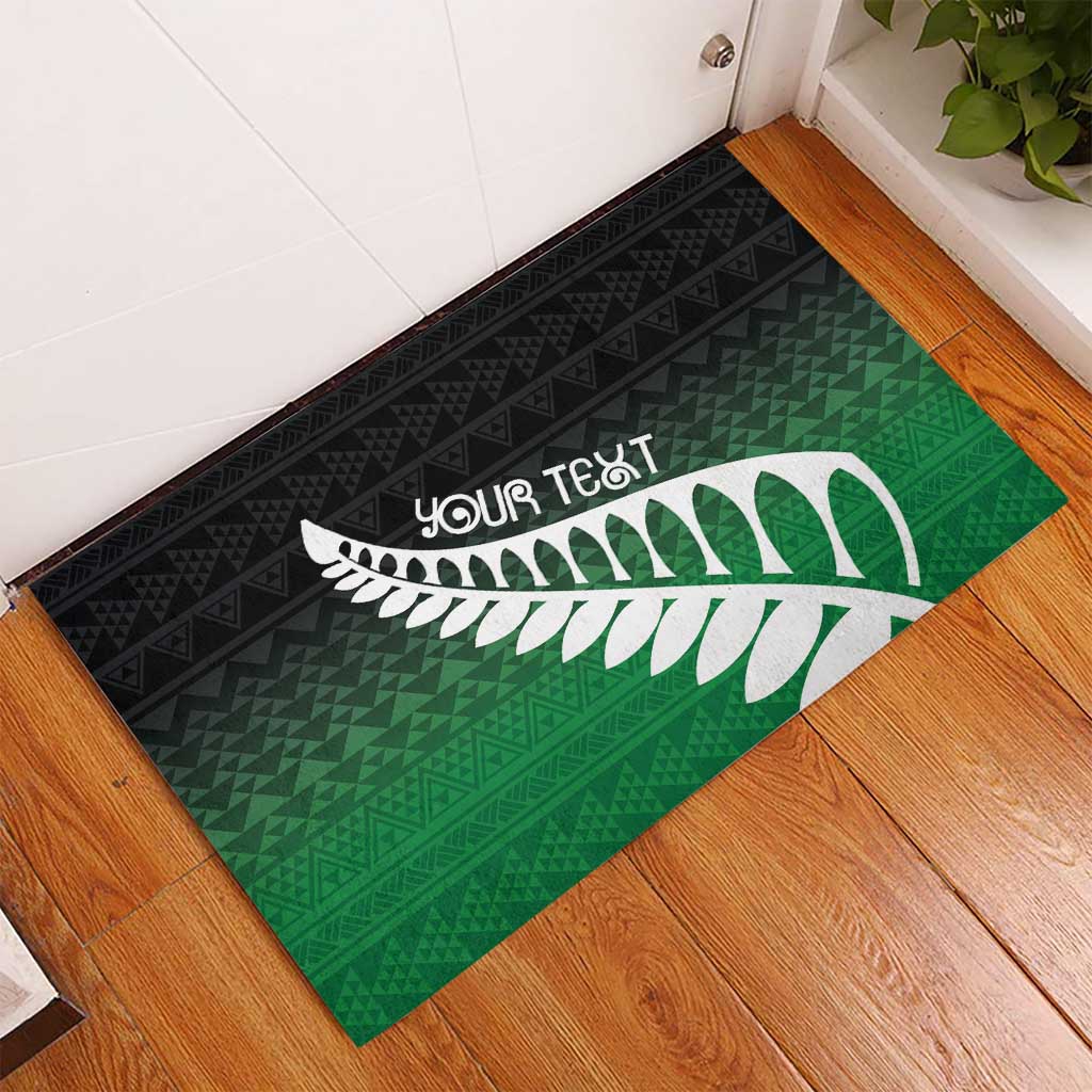 Green Silver Fern Spirit Taniko Tukutuku Personalised Rubber Doormat LT9 - Polynesian Pride