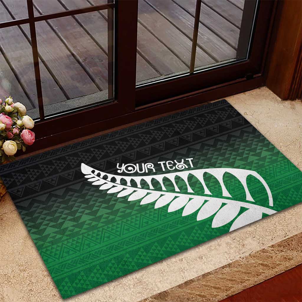 Green Silver Fern Spirit Taniko Tukutuku Personalised Rubber Doormat LT9 - Polynesian Pride