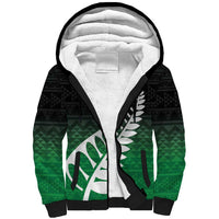 Green Silver Fern Spirit Taniko Tukutuku Personalised Sherpa Hoodie LT9 Unisex Green - Polynesian Pride