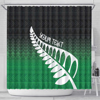 Green Silver Fern Spirit Taniko Tukutuku Personalised Shower Curtain