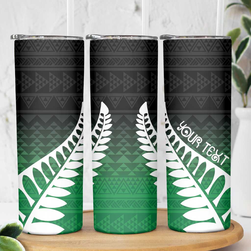 Green Silver Fern Spirit Taniko Tukutuku Personalised Skinny Tumbler