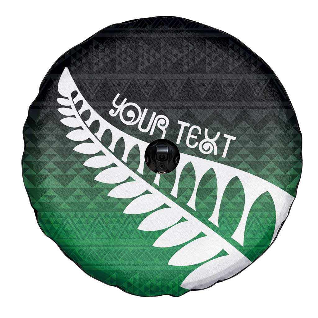 Green Silver Fern Spirit Taniko Tukutuku Personalised Spare Tire Cover