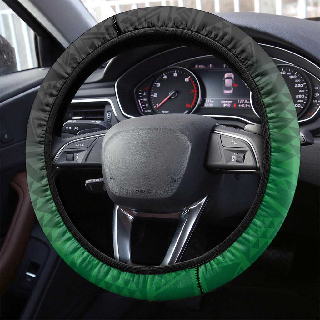 Green Silver Fern Spirit Taniko Tukutuku Steering Wheel Cover LT9 - Polynesian Pride
