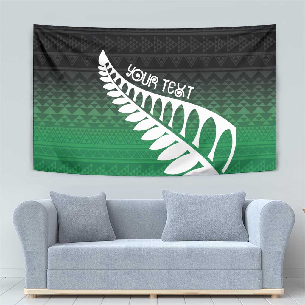 Green Silver Fern Spirit Taniko Tukutuku Personalised Tapestry
