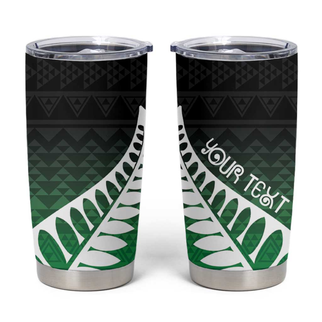 Green Silver Fern Spirit Taniko Tukutuku Personalised Tumbler Cup LT9 Green - Polynesian Pride