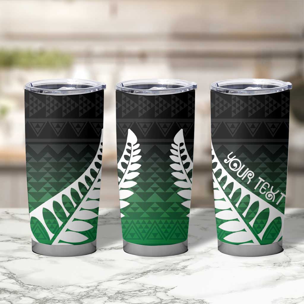 Green Silver Fern Spirit Taniko Tukutuku Personalised Tumbler Cup LT9 - Polynesian Pride