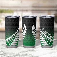 Green Silver Fern Spirit Taniko Tukutuku Personalised Tumbler Cup LT9 - Polynesian Pride