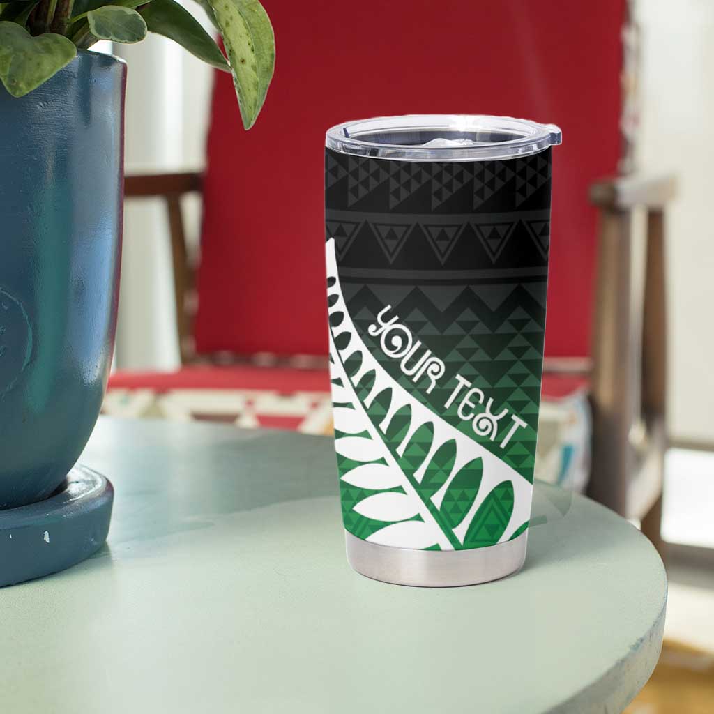 Green Silver Fern Spirit Taniko Tukutuku Personalised Tumbler Cup LT9 - Polynesian Pride