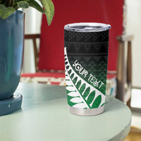 Green Silver Fern Spirit Taniko Tukutuku Personalised Tumbler Cup LT9 - Polynesian Pride