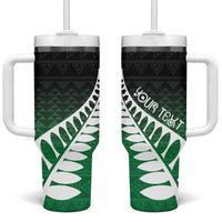 Green Silver Fern Spirit Taniko Tukutuku Personalised Tumbler With Handle LT9 One Size: 40 oz Green - Polynesian Pride