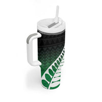 Green Silver Fern Spirit Taniko Tukutuku Personalised Tumbler With Handle LT9 - Polynesian Pride