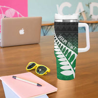 Green Silver Fern Spirit Taniko Tukutuku Personalised Tumbler With Handle LT9 - Polynesian Pride