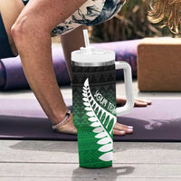 Green Silver Fern Spirit Taniko Tukutuku Personalised Tumbler With Handle LT9 - Polynesian Pride