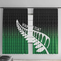Green Silver Fern Spirit Taniko Tukutuku Personalised Window Curtain LT9 With Hooks Green - Polynesian Pride