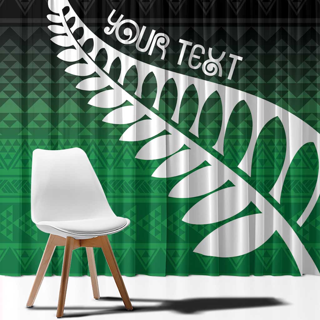 Green Silver Fern Spirit Taniko Tukutuku Personalised Window Curtain LT9 - Polynesian Pride