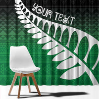 Green Silver Fern Spirit Taniko Tukutuku Personalised Window Curtain LT9 - Polynesian Pride