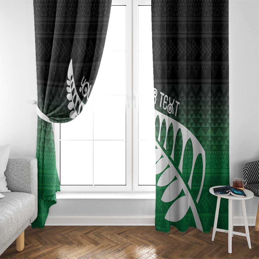 Green Silver Fern Spirit Taniko Tukutuku Personalised Window Curtain LT9 - Polynesian Pride