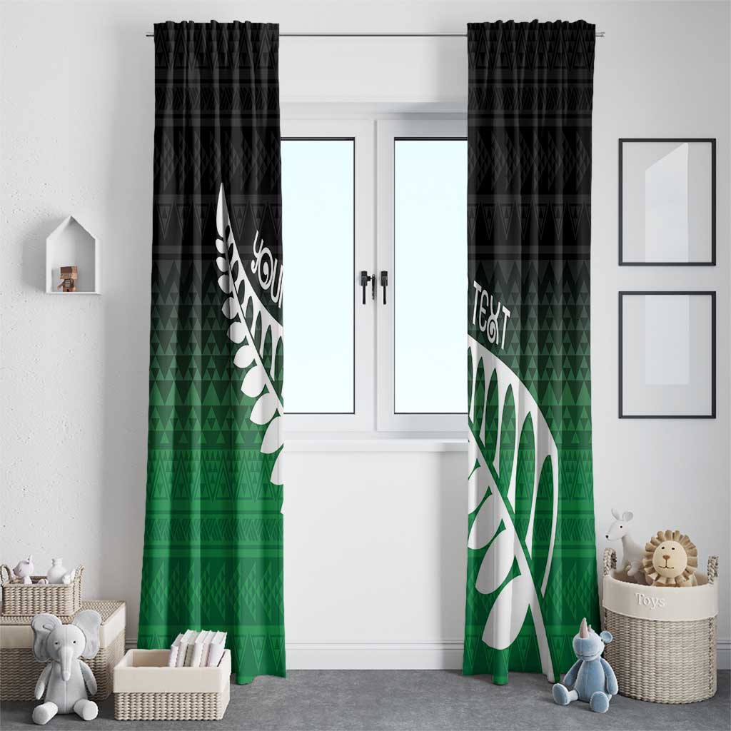 Green Silver Fern Spirit Taniko Tukutuku Personalised Window Curtain LT9 - Polynesian Pride