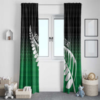 Green Silver Fern Spirit Taniko Tukutuku Personalised Window Curtain LT9 - Polynesian Pride