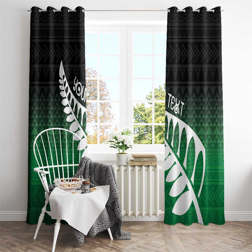 Green Silver Fern Spirit Taniko Tukutuku Personalised Window Curtain LT9 - Polynesian Pride