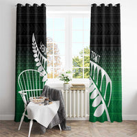 Green Silver Fern Spirit Taniko Tukutuku Personalised Window Curtain LT9 - Polynesian Pride