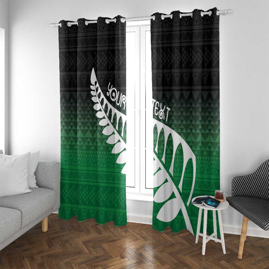 Green Silver Fern Spirit Taniko Tukutuku Personalised Window Curtain LT9 With Grommets Green - Polynesian Pride