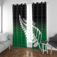Green Silver Fern Spirit Taniko Tukutuku Personalised Window Curtain LT9 With Grommets Green - Polynesian Pride