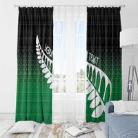 Green Silver Fern Spirit Taniko Tukutuku Personalised Window Curtain LT9 - Polynesian Pride