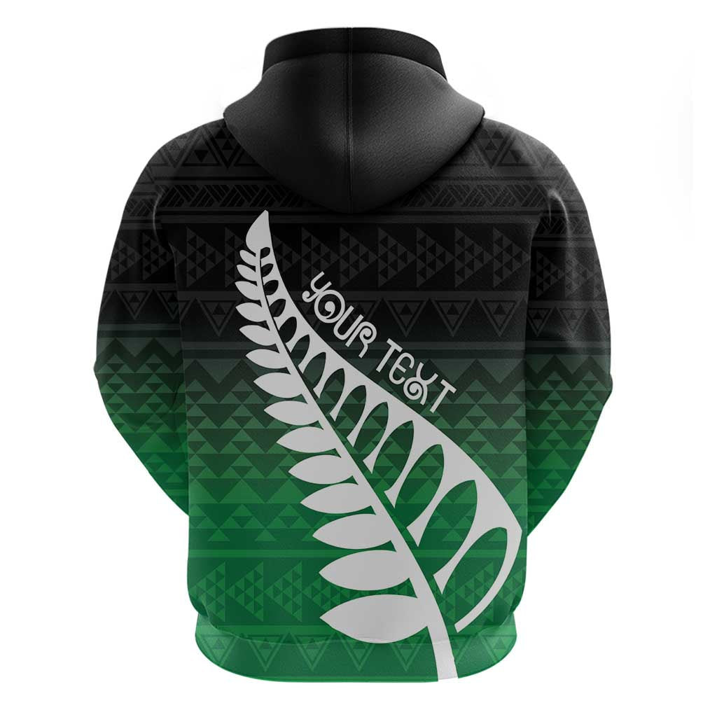 Green Silver Fern Spirit Taniko Tukutuku Personalised Zip Hoodie