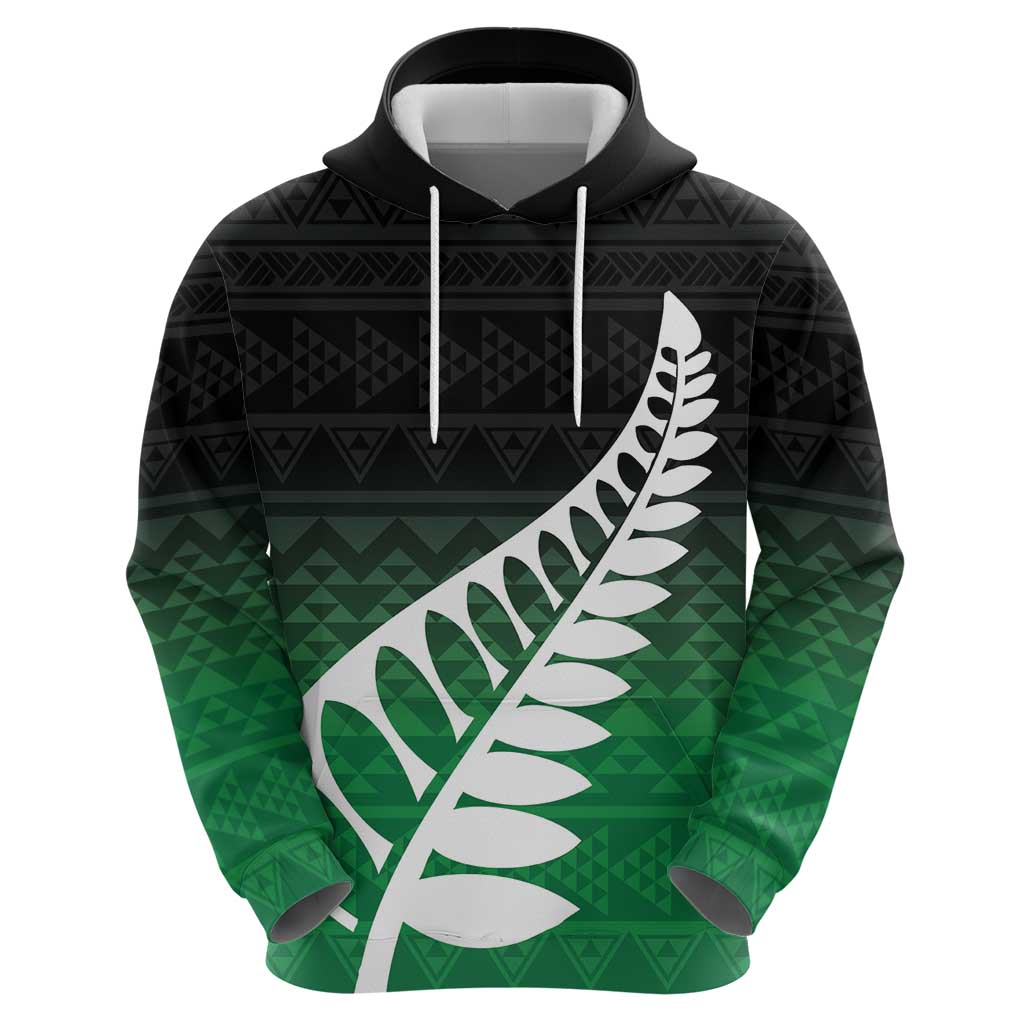 Green Silver Fern Spirit Taniko Tukutuku Personalised Zip Hoodie
