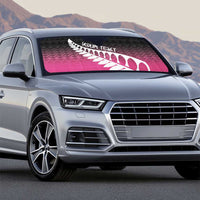 Pink Silver Fern Spirit Taniko Tukutuku Personalised Auto Sun Shade - Polynesian Pride