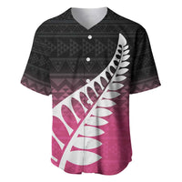 Pink Silver Fern Spirit Taniko Tukutuku Personalised Baseball Jersey