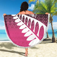 Pink Silver Fern Spirit Taniko Tukutuku Personalised Beach Blanket LT9 - Polynesian Pride