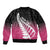 Pink Silver Fern Spirit Taniko Tukutuku Personalised Bomber Jacket