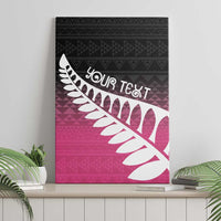 Pink Silver Fern Spirit Taniko Tukutuku Personalised Canvas Wall Art LT9 - Polynesian Pride
